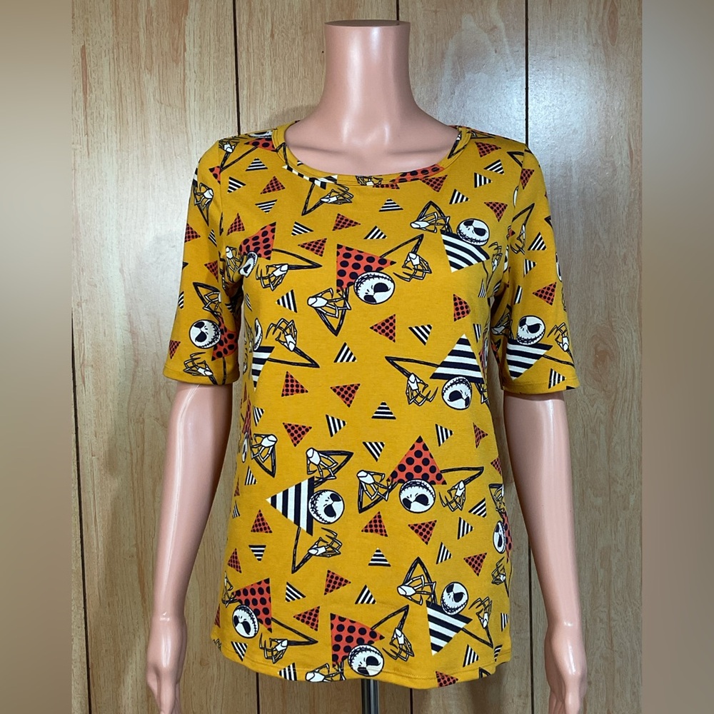 LuLaRoe Mustard Disney Print Tee Shirt Size S